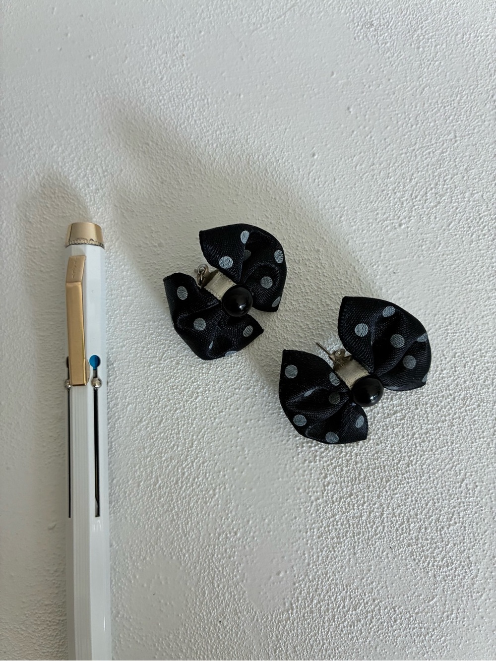 Black Polka Dot Bow Clip Earrings